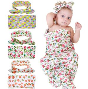 Coppate per baby swaddle neonate set di fasce per la testa con coniglietto con filo avvolgente con fascia con motivi floreali