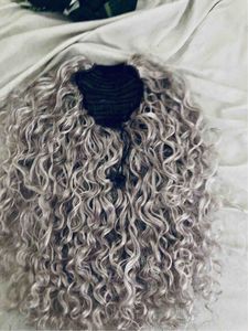 African american Salt& pepper silver grey human hair ponytail extension clips drawstring deep curly pony tail hair piece long or short 140g 120g