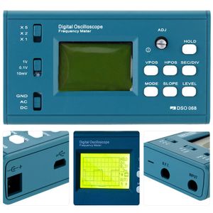 Freeshipping LCD Digital Storage Oscilloscope / Frequentiemeter DIY Kit met Professionele BNC Probe USB-interface DSO 20MSA / S 3MHz