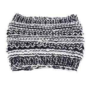 mulheres crochet malha de lã Rabo Chapéus de Inverno malha Cap rabo de cavalo desarrumado Bun Gorros Aqueça Headwear torção nó mulheres headbands bandas de cabelo