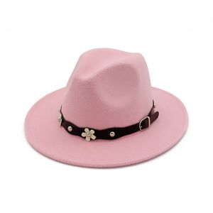 ヨーロッパの米国クラシックウールフェルトFedora Trilby Hatsワイドブリムハット秋冬女性ジャズフォーマルキャップカジュアルガンブラー帽子