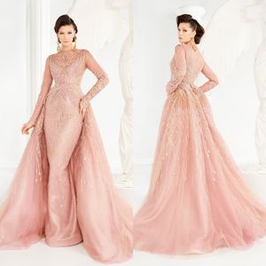 Moda Prom Dresses 2019 Złote Koronkowe Aplikacje Eleganckie Suknie Formalne z odpinanymi damskimi sukniami Party