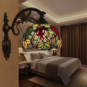 Tiffany Bathroom Lamp European Luxury Vintage Stained Glass Grapes Sconce Wall Lights Nordic Wall Lamps for Bar Restaurant Cafe