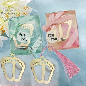 20PCS Baby Feet Segnalibro con nappa Battesimo Bomboniere Baby Shower Rosa / Blu Regali di compleanno Evento di laurea Keepsake Forniture per feste