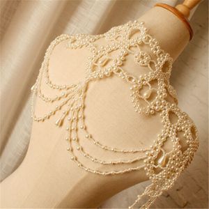 Wedding Bridal Pearls Wrap Shoulder Necklace Full Body Chain Jewelry Princess Handmade Dress Accessories Luxury Fashion Necklace Wrap Gift
