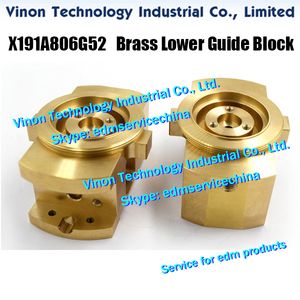 MV Power Feed Holder (Brass) 68.5*51*35.2tmm X191A806G52 for Mitsubishi DWC-MV1200,MV2400 machine. Lower Brass Dies Guide Block