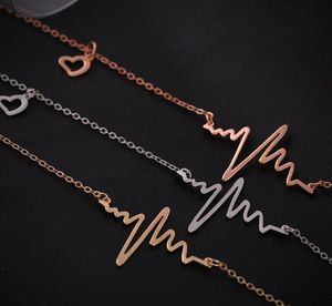 1 Dozen / Pack EKG Charm Halsband Elektrokardiogram Hängsmycke Heartbeat Heart Rhythm EKG Kina Smycken Partihandel EKG Smycken Valentin Daggåva