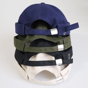 Brimlös hatt för män Kvinnor monterade bomullshuven Skullcap Svart Brimlös Cap Docker Sailor Watch Beanie