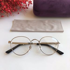 Partihandel-New HotSale G02900 Vintage Round Glasses Ram Unisex 50-21-145 Kvalitet Stripe Leg de Prescription Glasses Fullset Case