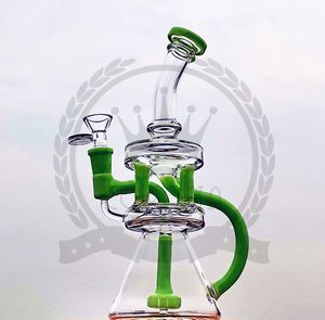 Recycler Glass Beaker Bong Heady Bong mini Dab Rig Pipa ad acqua Piattaforme petrolifere spesse cera che fuma narghilè 14mm Ciotola tubi gorgogliatori