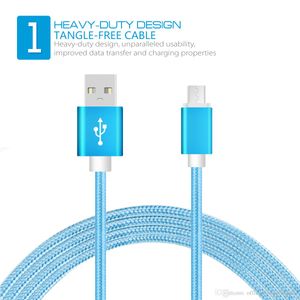 Snabbladdningskablar Nylonflätad trådsladd Metall Synkronisera USB-kablar Datanladdare Typ C-kabel USB-C-laddare
