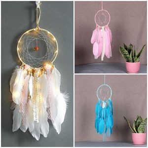 New Pattern LED Dream Catcher Feathers Wall Hanging Pendant Dreamcatcher For Home Decoration Car Hangings Decorations Birthday Gift