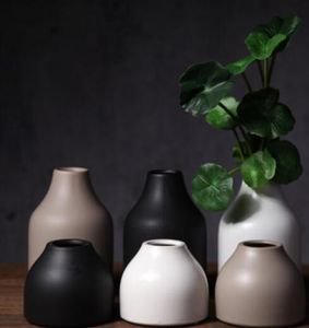 Modern minimalist home decoration ornaments creative white black mini vase dried flower flower desktop furnishings