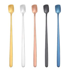 Stainless Steel Coffee Spoon With Long Handle - Gold Blue Ice Cream Spoon Kitchen Colourful Mixing Spoons Instagram Teaspoons