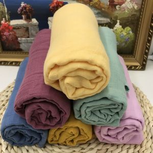 LashGH 100% Bomull Solid Färg Muslin Swaddle Blankets Nyfödd Soft Wrap Barnsängkläder Badhandduk Partihandel
