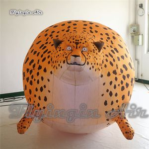 Cute Inflatable Fat Leopard 1.8m Height Blow Up Cartoon Animal Model Balloon For Amusement Park And Shopping Mall Theme Decoration