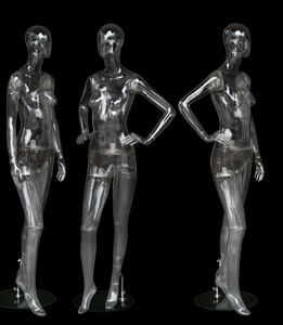 Full-Body Transparent Plast Transparent Kvinna Modell Kläder Skytte Hollow 3D Display Props Gaffelhackad Mannequin