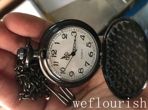 Wholesale relógios pretos de quartzo colar cadeia sólida relógios de bolso retrô