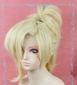 Free Shipping Watchman ow Mercy Angela Ziegler fake glow blonde ponytail Cosplay wig