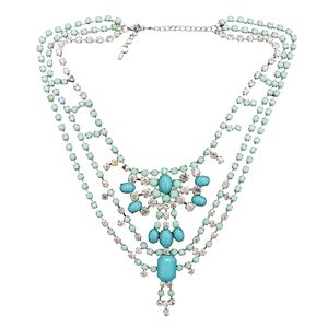 Ny modestil Nobel Crystal Flower 5 Färger Multilevel hartskedjor Charms uttalande halsband