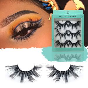 25MM Mink Eyelashes Big lashes 3 Pairs Natural Long Thick Handmade Lashes Hair Extension Popular Styles