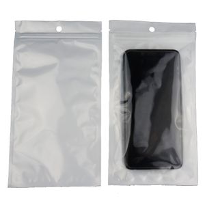 100pcs / lot front transparent baksida vit cristal väska, 16 * 24 cm bopp pärla film återförsäljbar ziplock väskor, detaljhandel smycken packning påse, presentpåse