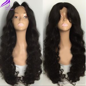 Stock 180density africa american Women's wigs Long body Wave heat resistant synthetic lace front wig with baby hair