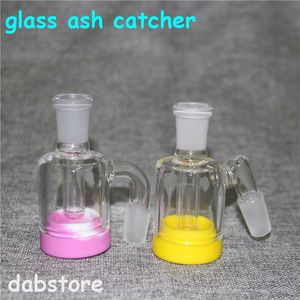 Cachimbo de água Glass Ash Catcher 14/18mm Masculino Joint Bubbler bong Perc Recipiente de cera de silicone para Dab Rig Bongs