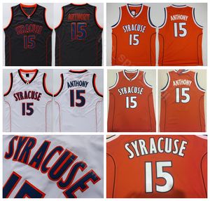 Maglia College Camerlo Anthony 15 Uomo Pallacanestro University Syracuse Maglie arancioni traspiranti Tutte cucite Nero Bianco Alta qualità