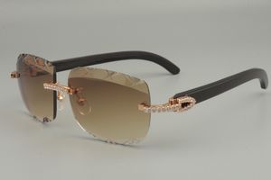2019 new best-selling natural black horn sunglasses, unique design diamond sunglasses 8300756-C engraving lens size: 56-18-140mm