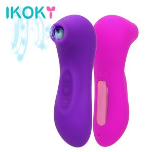 IKOKY Clit otário Vibrador Boquetes Tongue vibratório bico do peito Sucking Sexo Oral Lambendo Clitóris Estimulador Sex Toys para as Mulheres Y191214