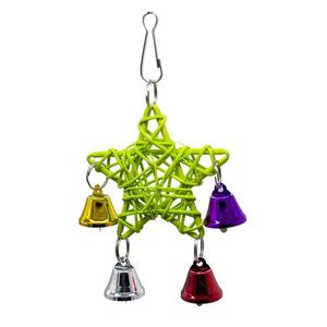 かわいいスターベルデザインオウムの鳥ペットのおもちゃの藤の5つの尖った星の咬傷鐘鳥プレイスイングハングストリング