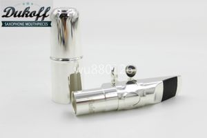 Dukoff Metal Silver Plated Mouthpiece for Alto Tenor Soprano Saxophone Sax Nozzle Musical Instruments Accessories Size 5 6 7 8 9