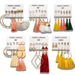 36 Styles Brincos Female DIY Silver Gold Tassel Earrings For Women Big Geometric Hoop Earring Set Fashion Jewelry