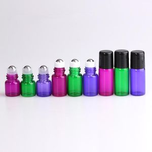 1 2 3 5 ml Mini-Glasflasche zum Aufrollen für ätherische Öle – leere Aromatherapie-Parfümflaschen – nachfüllbares schlankes Probenfläschchen mit Metallrolle