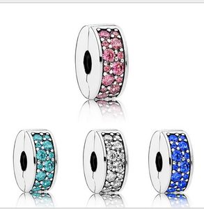 Fit Pandora Charm Bransoletka Europejski Srebrny Koralik Charms Okrągły Kryształ Clip Koraliki Koraliki DIY Łańcuch Snake Dla Kobiet Bangle Naszyjnik Biżuteria