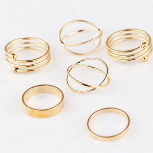 Nuovo set da 6 pezzi/set d'anello oro calda combinare anelli ad anello ad anello per donne per donne gioielli di moda wcw168