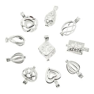 10 pezzi pendenti con medaglione a gabbia di perle miste colore argento classico aromaterapia diffusore di olio essenziale collana di gioielli gioielli fai da te