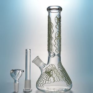 Glöd i de mörka hooplahs bägare Bongs Spindel Web Jellyfish DAB Oil Rigs Glass Bong 18mm led med diffus downstems GID02 4