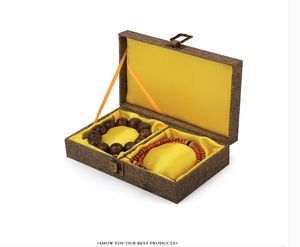 Rectangle 2 Grid Slot Soft Linen Box for Bangle Bracelet Storage Box Wooden Jewelry Collection Packaging Box 21x12x5 cm 1pcs