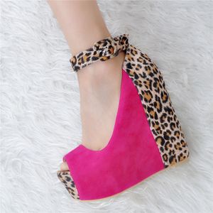 Plus Size 47 Platform Peep Toe Shoes Woman Sexy High Heels Wedges Shoes Women ankle-strap Party Wedding Pumps