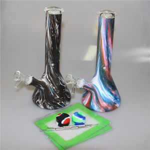 Glass Bong hookah 11" watertransfer printing Heady Water Pipe 14mm Joint beaker bongs glass pipes Smoking Accessories