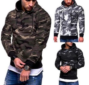 Kazak Pocket Kapşonlu Sweatshirt Açık Hoodies Running Erkekler Eğitimi Egzersiz Triko Kamuflaj Kazaklar Gym Fitness Adam