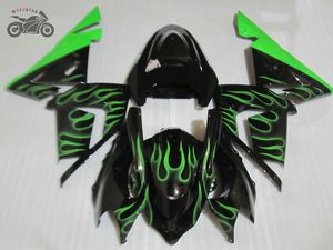 Personalizza i kit carenatura moto per Kawasaki Ninja ZX10R 2004 2005 parti carene corpo fiamme verdi ZX-10R 04 05 ZX 10R 04-05