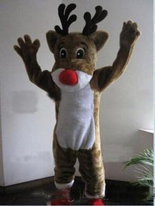 2018 Högkvalitativ het EMS gratis frakt Rudolph Reindeer Mascot Costume Classic Cartoon Costumes Vuxenstorlek