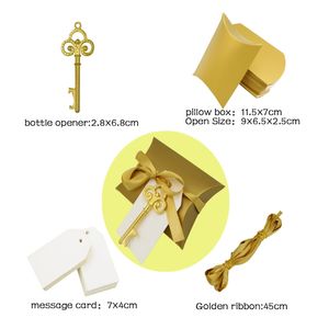 200PCs / Lot Pillow Candy Box Key Shape Bottle Opener KeyRing Keychain Ölöppnare Bröllopsfestgåva gynnar leveranser