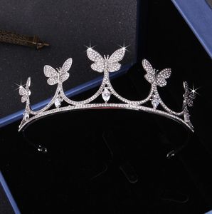 Shinning Princess Silver Butterfly Crystals Bridal Tiaras Crowns Brudhuvudstycken Brudtillbehör Bröllop Tiaras kronor T30254325T