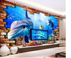 Benutzerdefinierte Wandbild Tapete 3D Exquisite Unterwasserwelt Delphin 3D Wohnzimmer Schlafzimmer Hintergrund Wanddekoration Tapete