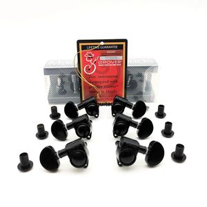 Original Black Inline Grover Guitar String Tuning Pinns Tuners Machine Head Professional Hållbart huvud för elgitarr 3R+3L