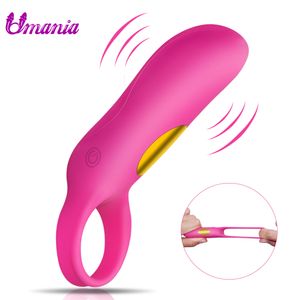 USB Delay Penis Rings, Vibrating Cock Ring, Stretchy Intense Clit Stimulation, Premature Ejaculation Lock Sex Toys for Couples C19010501